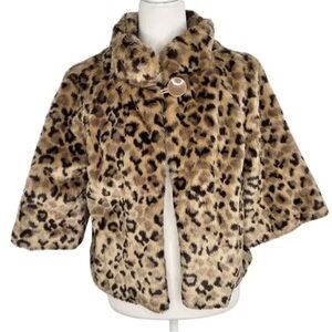 Kids Leopard Print Faux Fur Coat - Tan/Brown